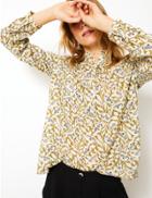 Marks & Spencer Pure Cotton Floral Print Shirt Gold Mix