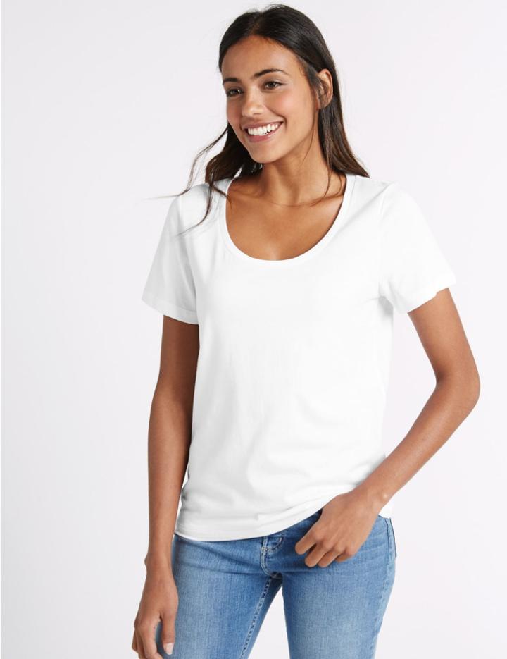 Marks & Spencer Pure Supima Cotton Scoop Neck T-shirt White