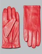 Marks & Spencer Touch Screen Leather Stitch Detail Gloves Red