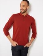 Marks & Spencer Pure Extra Fine Merino Wool Knitted Polo Rust