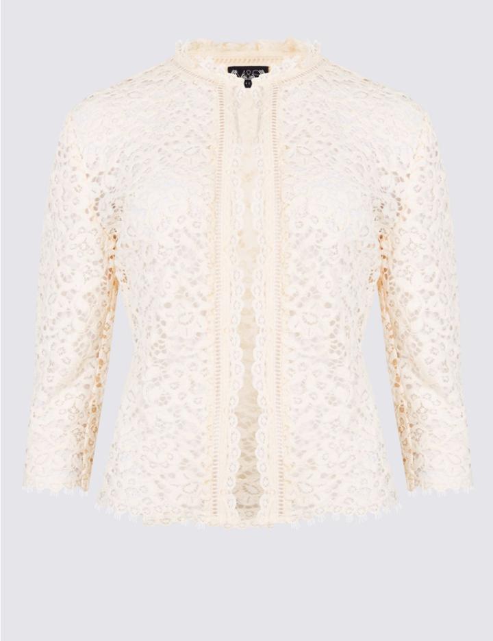 Marks & Spencer Cotton Rich All Over Lace Jacket Cream