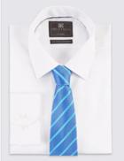 Marks & Spencer Pure Silk Striped Tie Blue Mix