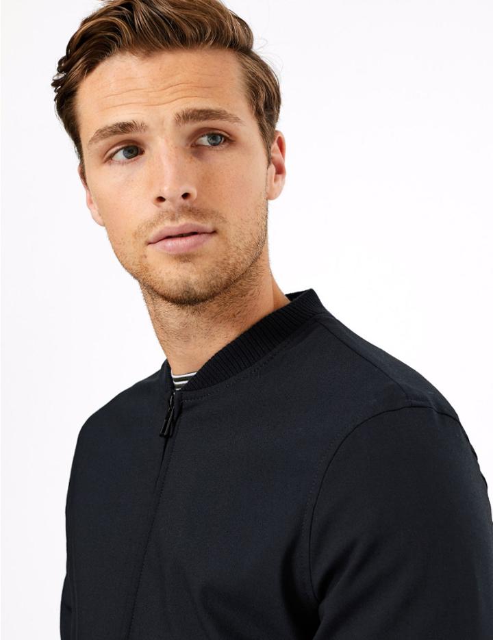 Marks & Spencer Baseball Neck Bomber Jacket Navy
