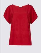 Marks & Spencer Embroidered Round Neck Short Sleeve T-shirt Dark Red
