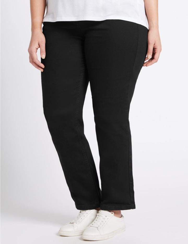 Marks & Spencer Plus Straight Leg Denim Jeans Black