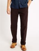 Marks & Spencer Regular Fit Moleskin Chinos Burgundy