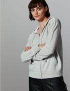 Marks & Spencer Pure Cashmere Zipped Through Hooded Jumper Grey Mix