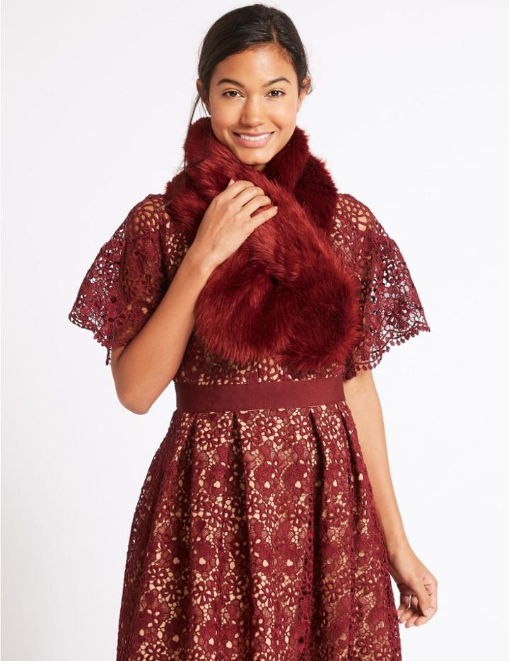 Marks & Spencer Faux Fur Slot Through Scarf Red