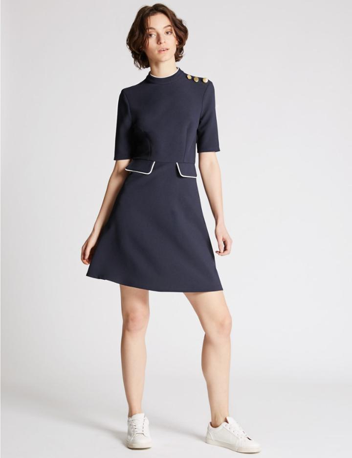 Marks & Spencer Contrasting Edge Skater Dress Navy