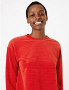 Marks & Spencer Cotton Rich Velour Textured Sweatshirt Scarlet