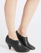 Marks & Spencer Wide Fit Leather Cone Heel Shoe Boots Black