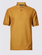 Marks & Spencer Pure Cotton Pique Polo Shirt Ochre