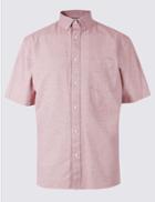 Marks & Spencer Pure Cotton Oxford Shirt With Pocket Raspberry