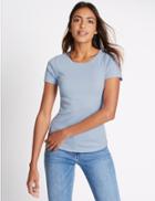 Marks & Spencer Pure Cotton Round Neck Short Sleeve T-shirt Pale Blue
