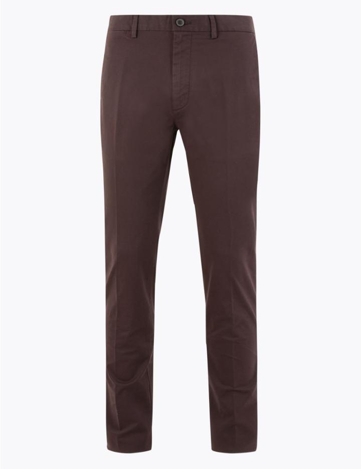 Marks & Spencer Skinny Fit Cotton Rich Chinos Raisin