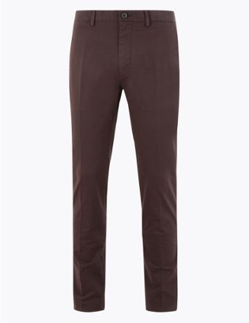 Marks & Spencer Skinny Fit Cotton Rich Chinos Raisin