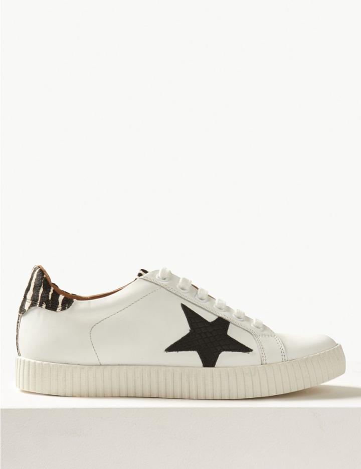 Marks & Spencer Wide Fit Suede Lace-up Trainers White Mix