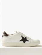 Marks & Spencer Wide Fit Suede Lace-up Trainers White Mix
