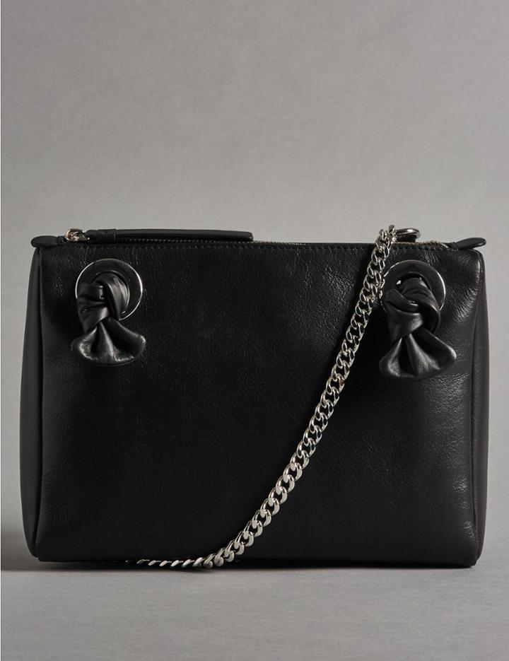 Marks & Spencer Leather Eyelet Across Body Bag Black