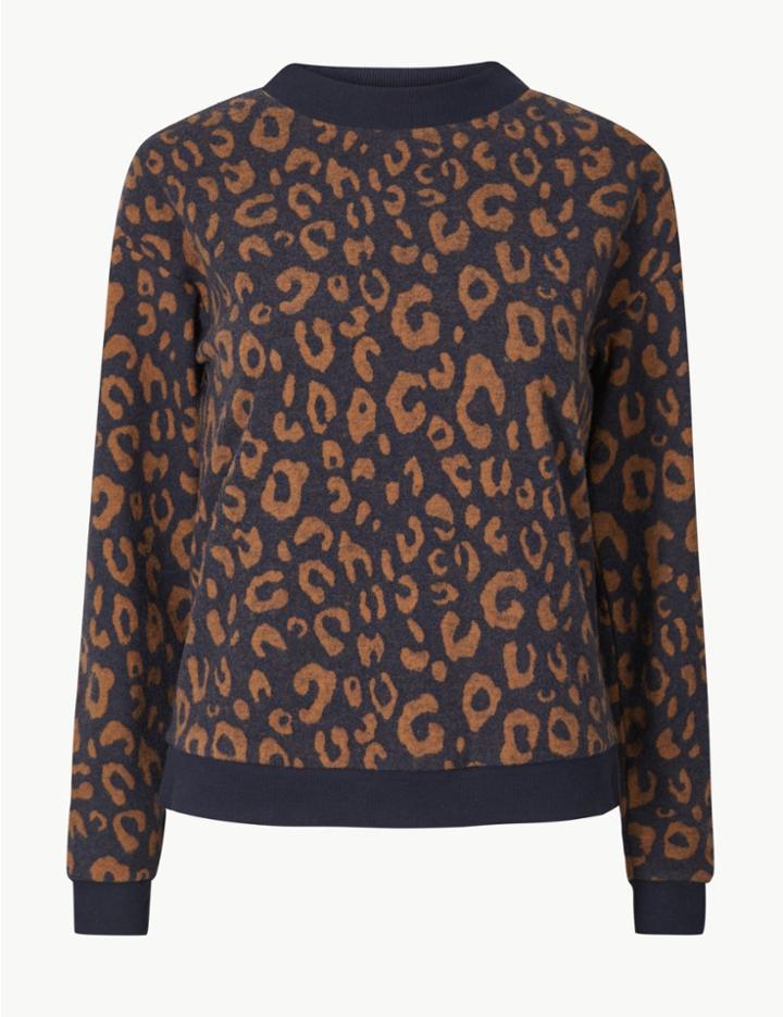 Marks & Spencer Animal Print Long Sleeve Sweatshirt Navy Mix