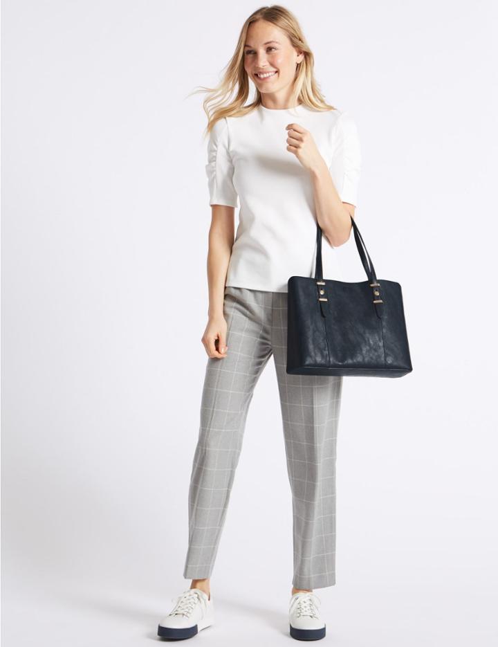 Marks & Spencer Faux Leather Soft Stud Tote Bag Navy