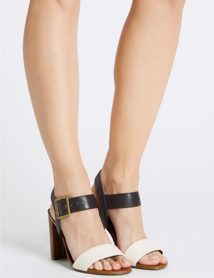 Marks & Spencer Angular Heel Buckle Sandals With Insolia&reg; Black/white