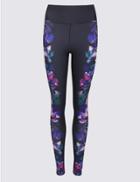 Marks & Spencer Quick Dry Floral Print Leggings Purple Mix