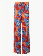 Marks & Spencer Linen Rich Wide Leg Trousers Blue Mix