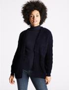 Marks & Spencer Open Front Textured Cardigan Navy