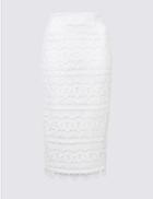 Marks & Spencer Lace Pencil Midi Skirt Soft White