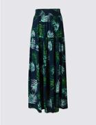 Marks & Spencer Leaf Print Maxi Skirt Navy Mix
