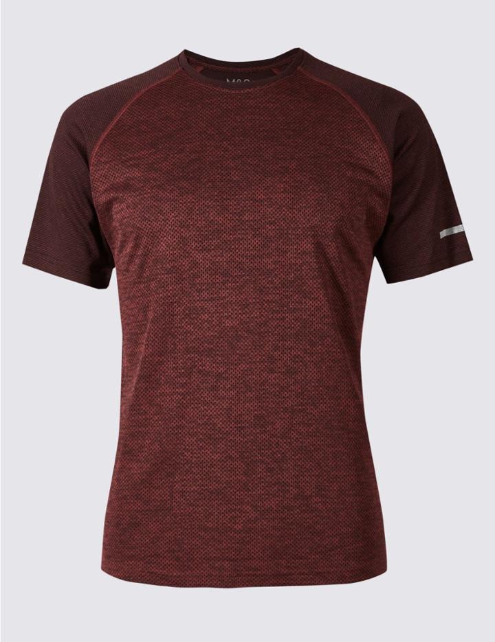 Marks & Spencer Slim Fit Textured Crew Neck T-shirt Red