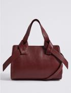 Marks & Spencer Leather Knot Detail Grab Tote Bag Burgundy
