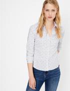 Marks & Spencer Printed Fitted Long Sleeve Shirt Ivory Mix