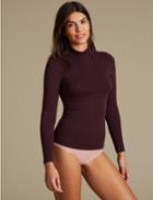 Marks & Spencer Heatgen&trade; Thermal Long Sleeve Polo Neck Top Blackcurrant