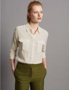 Marks & Spencer Pure Silk Long Sleeve Shirt Ivory