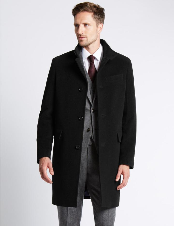 Marks & Spencer Funnel Neck Coat Black