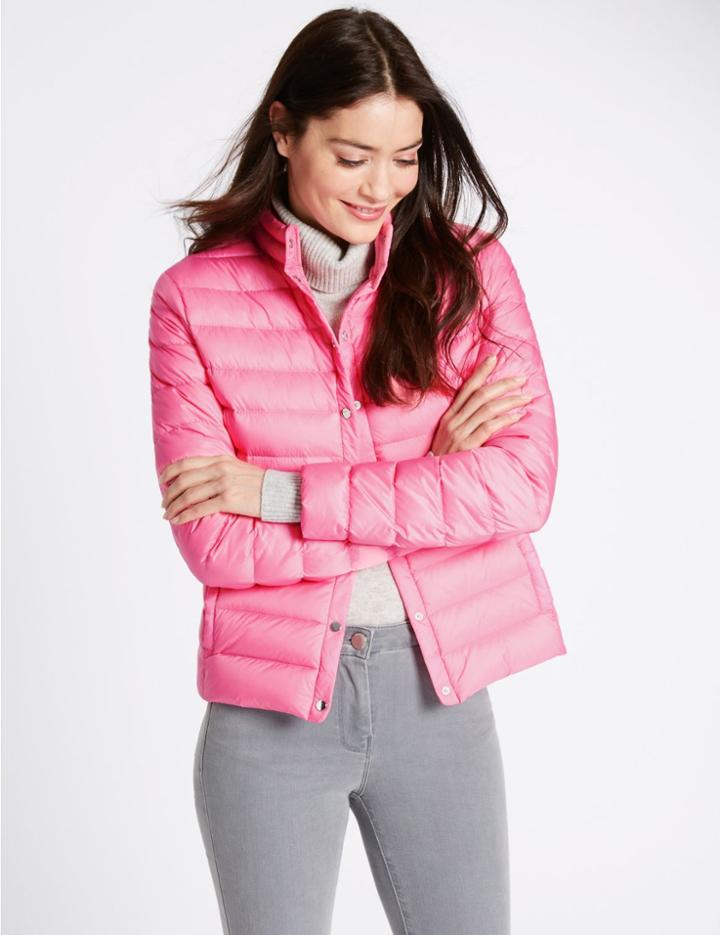 Marks & Spencer Down & Feather Jacket With Stormwear&trade; Pink
