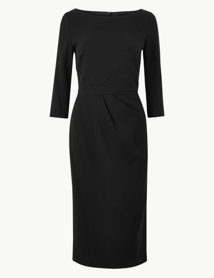 Marks & Spencer Seam Detail Midi Tailored Fit Dress Black