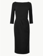 Marks & Spencer Seam Detail Midi Tailored Fit Dress Black