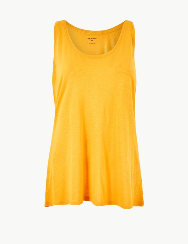 Marks & Spencer Relaxed Fit Slub Vest Top Yellow