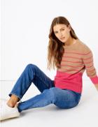 Marks & Spencer Lambswool Striped Jumper Camel Mix