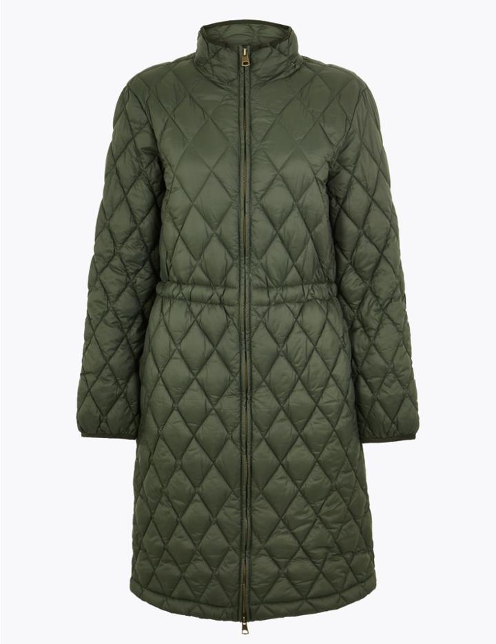 Marks & Spencer Longline Quilted Utility Coat Fern Green