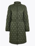 Marks & Spencer Longline Quilted Utility Coat Fern Green