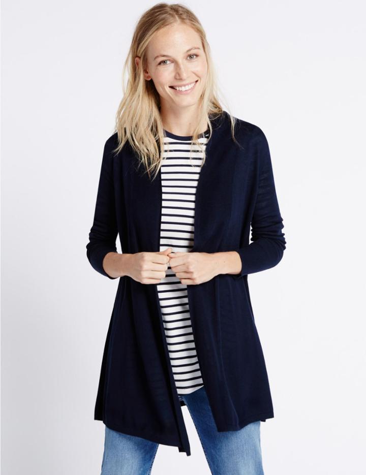 Marks & Spencer Trapeze Slinky Cuff Cardigan Navy