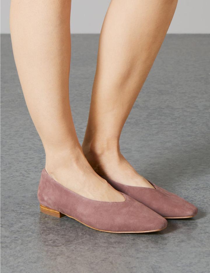 Marks & Spencer Suede Square Toe Pumps Rose
