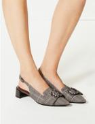 Marks & Spencer Block Heel Jewel Slingback Court Shoes Grey Mix
