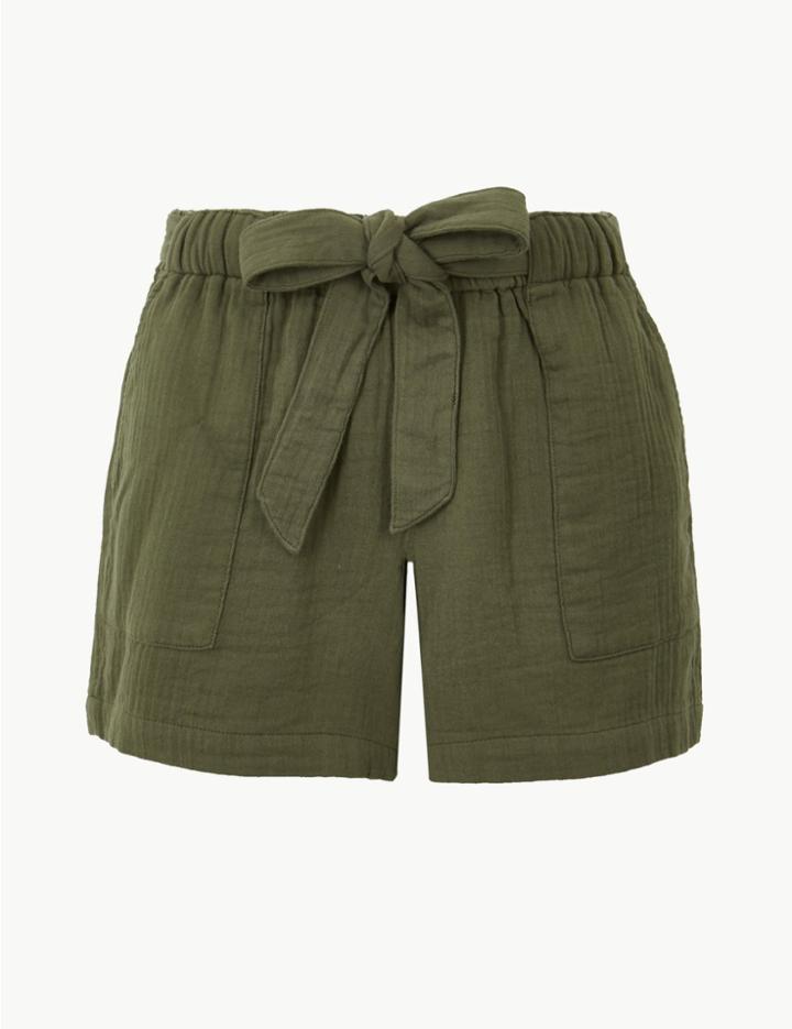 Marks & Spencer Pure Cotton Casual Shorts Hunter Green