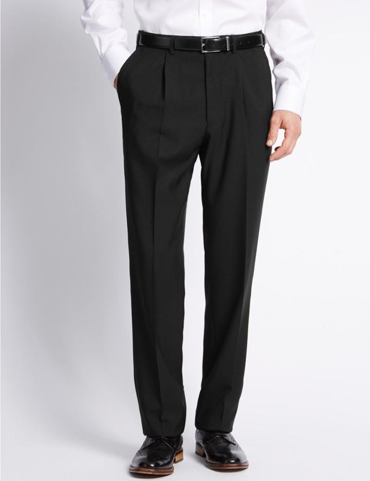 Marks & Spencer Single Pleat Trousers Black