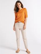 Marks & Spencer Belted Slim Fit Trousers Light Putty